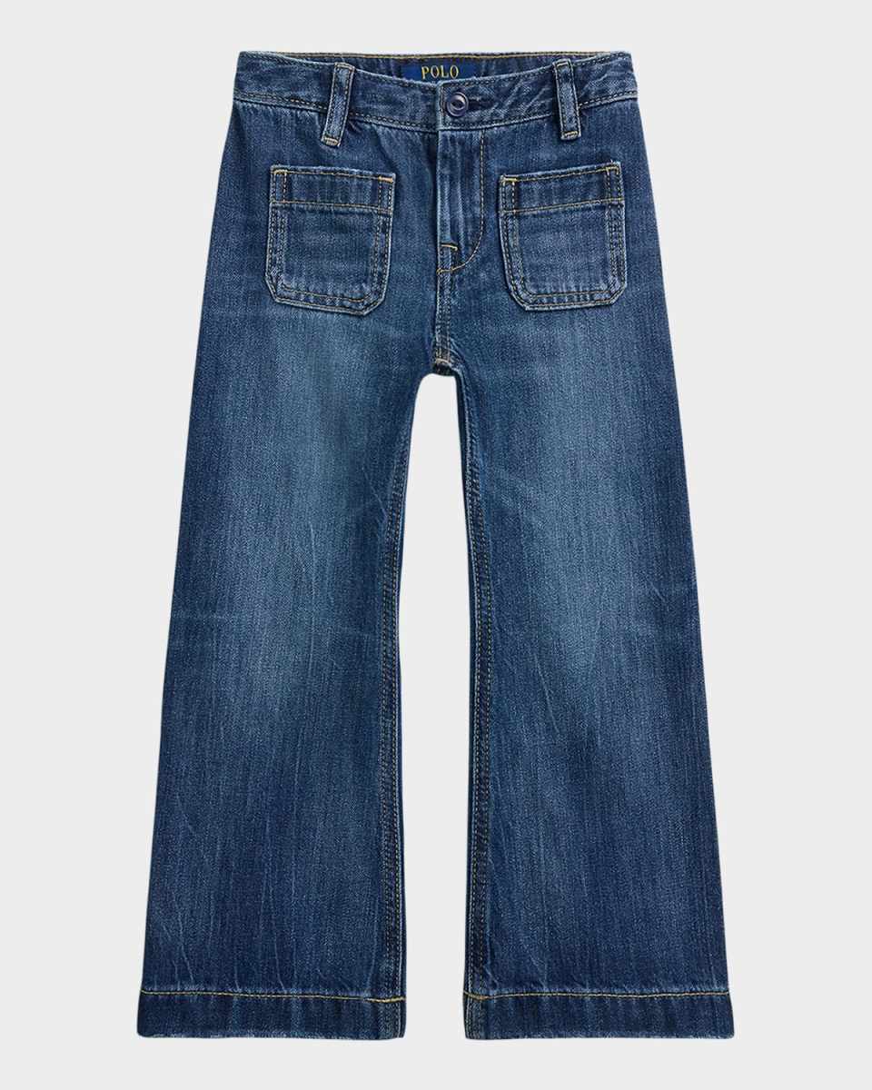 Girl's Girl's Sailor Wide-Leg Denim Jeans, Size 3-